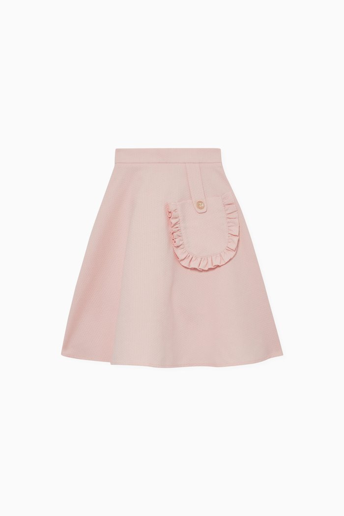 

Ruffled Pocket Textured Skirt, Pink