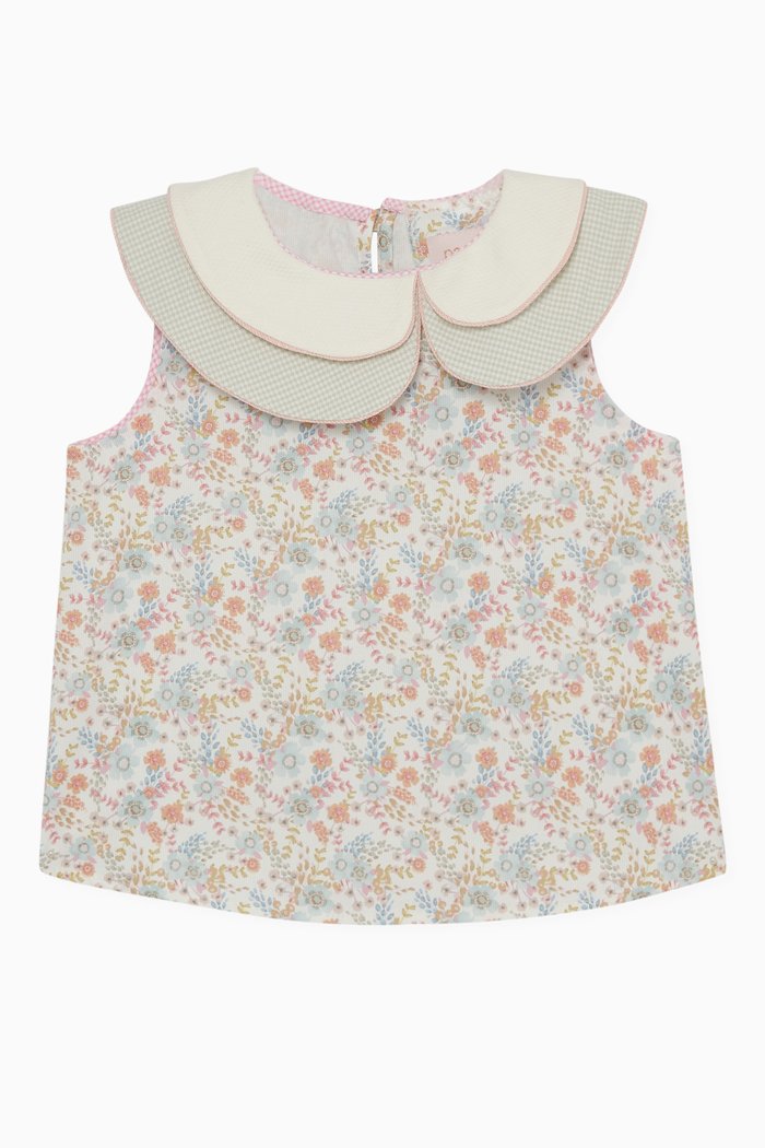 

Floral Double Collar Blouse, White