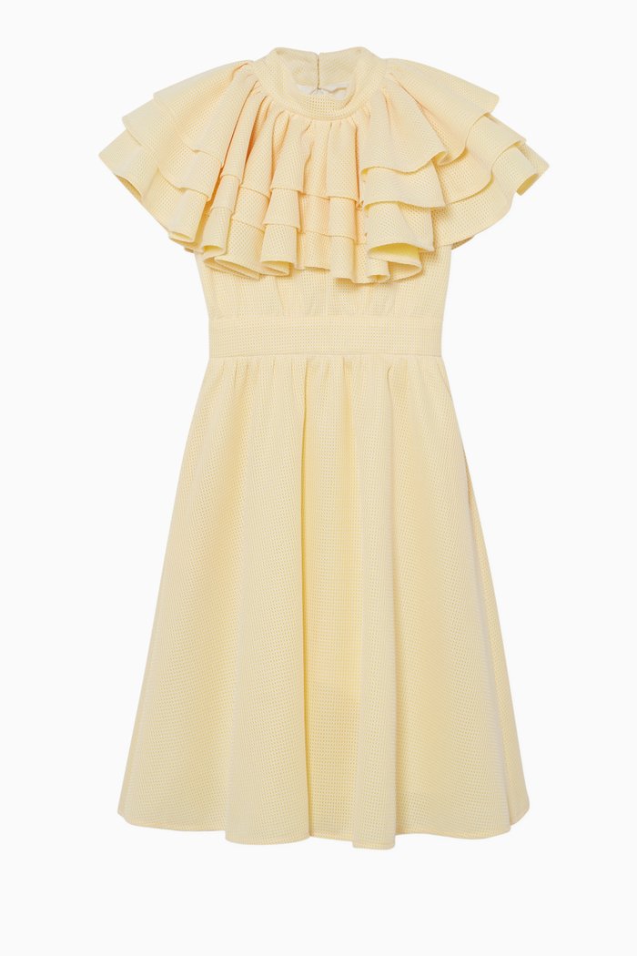 

Multi-Tiered Ruffle Dress, Yellow