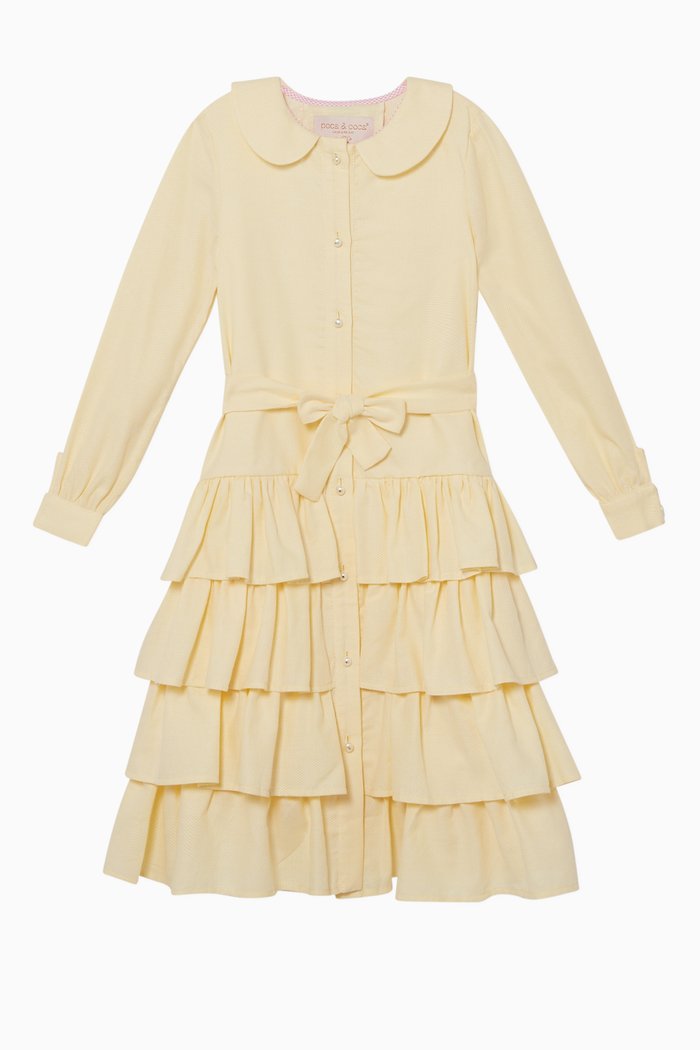 

Ruffled Textured Dress, Yellow