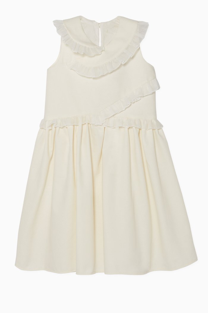 

Ruffled Sleeveless Dress, Neutral