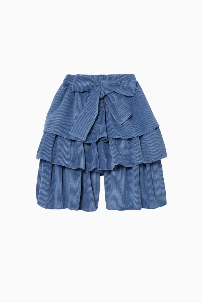 

Ruffled Layered Shorts, Blue
