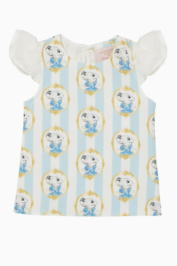 

Printed Ruffle-Sleeved Top, Multicolour