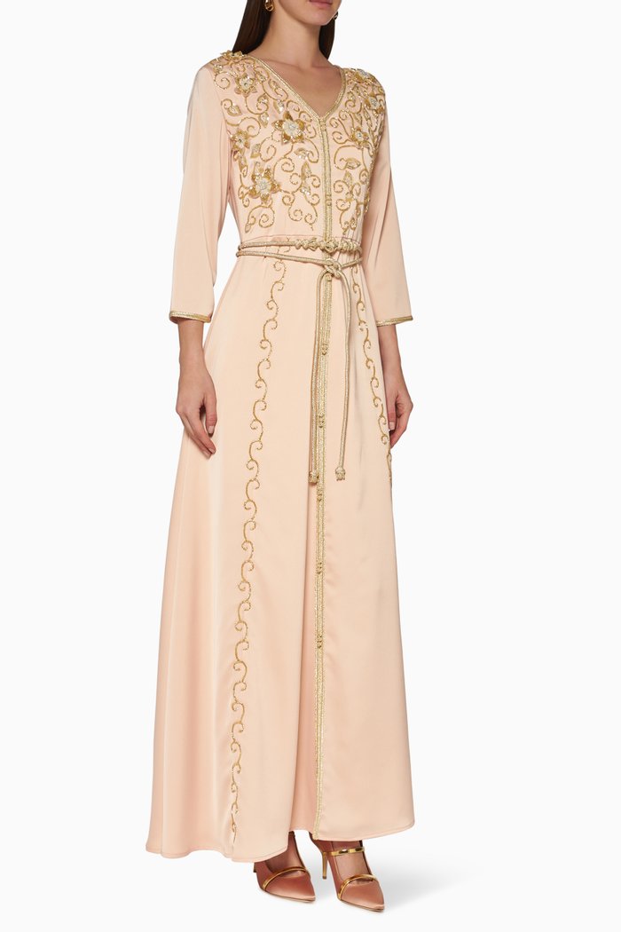 Embroidered Maxi Dress, Pink