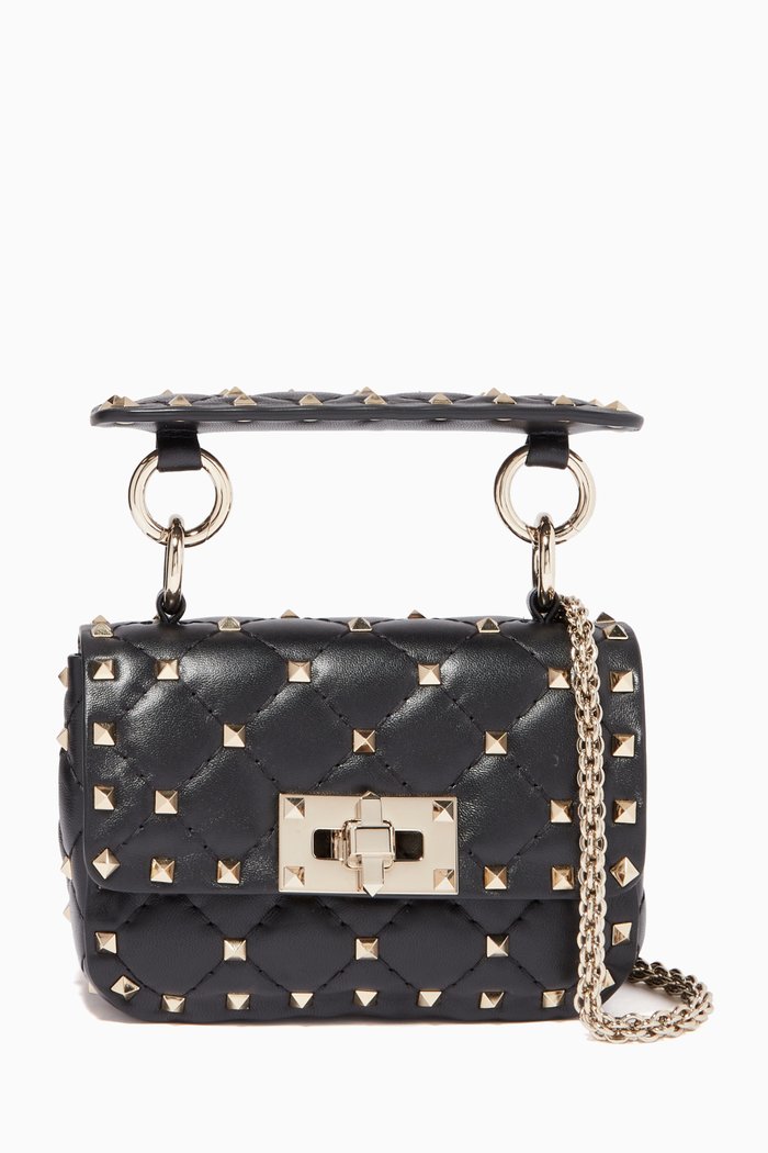 Valentino Garavani Micro Rockstud Spike Bag in Nappa, Black