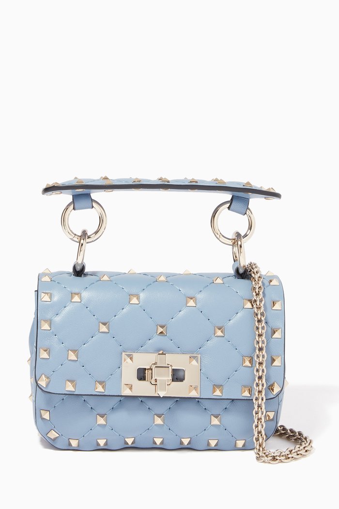 

Valentino Garavani Micro Rockstud Spike Bag in Quilted Nappa, Blue