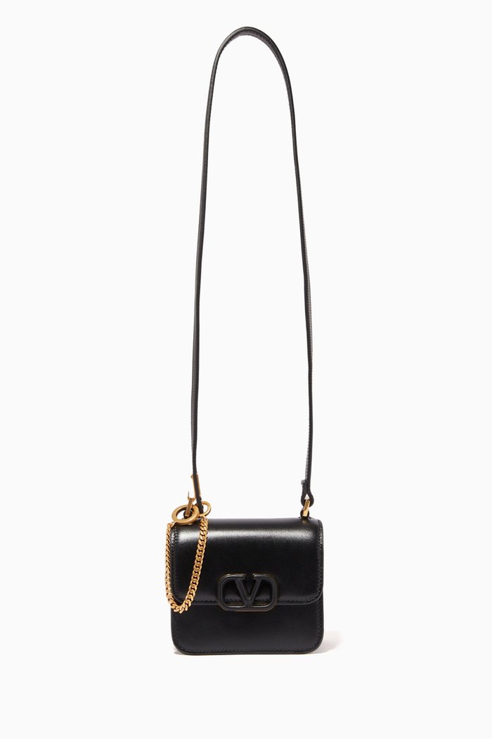 

Valentino Garavani Micro VSLING Shiny Calfskin Shoulder Bag, Black