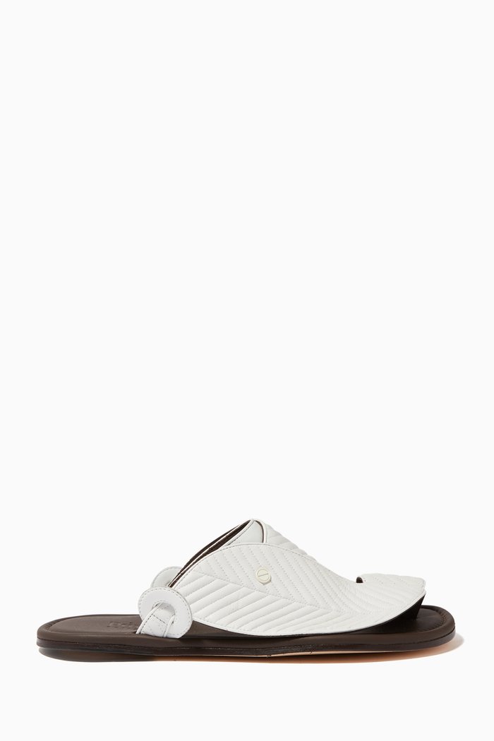 

Arabian Vela Lamb Matelasse Chevron Sandals, White