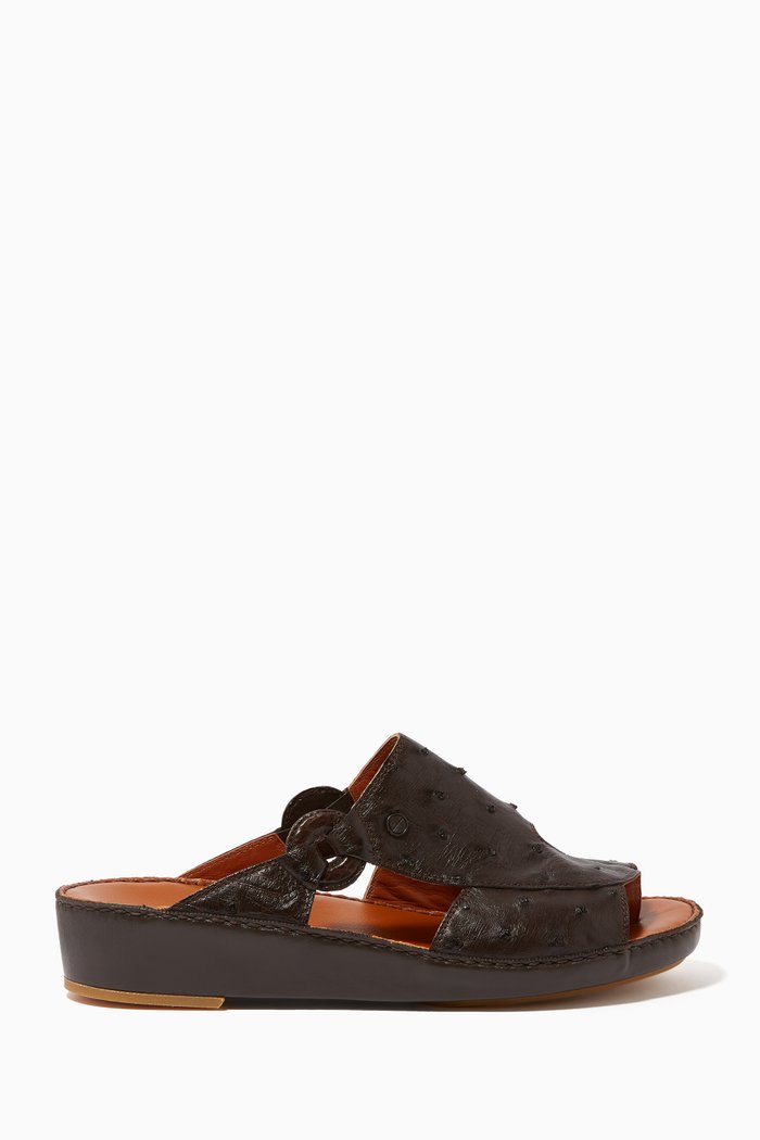 Najdy Ostrich Fermer Sandals, Brown