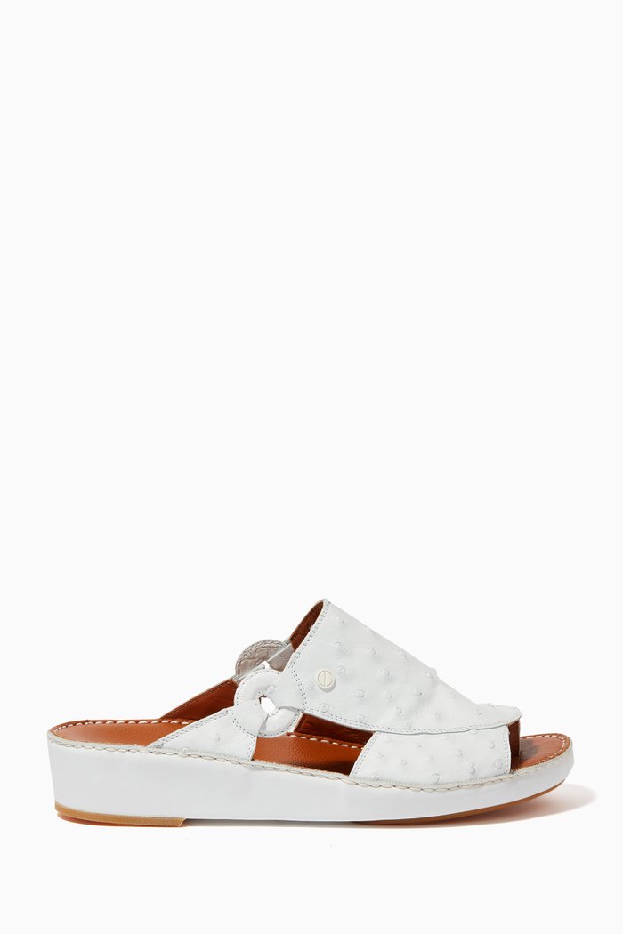 

Najdy Ostrich Fermer Sandals, White