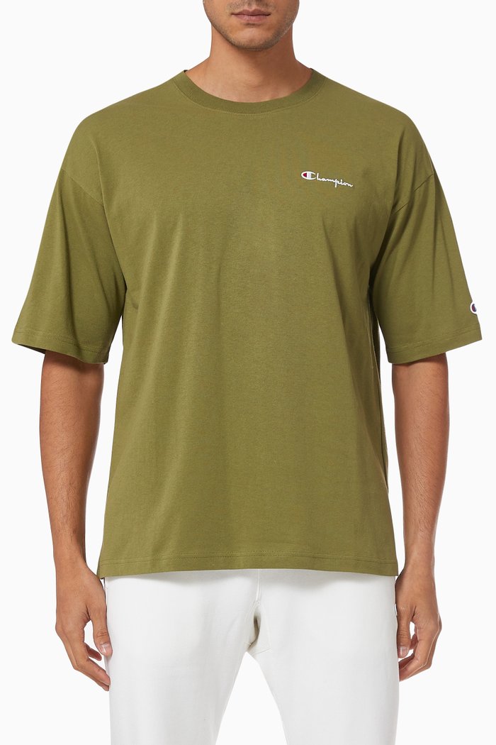 

Small Script Logo Oversized T-shirt in Cotton, Green
