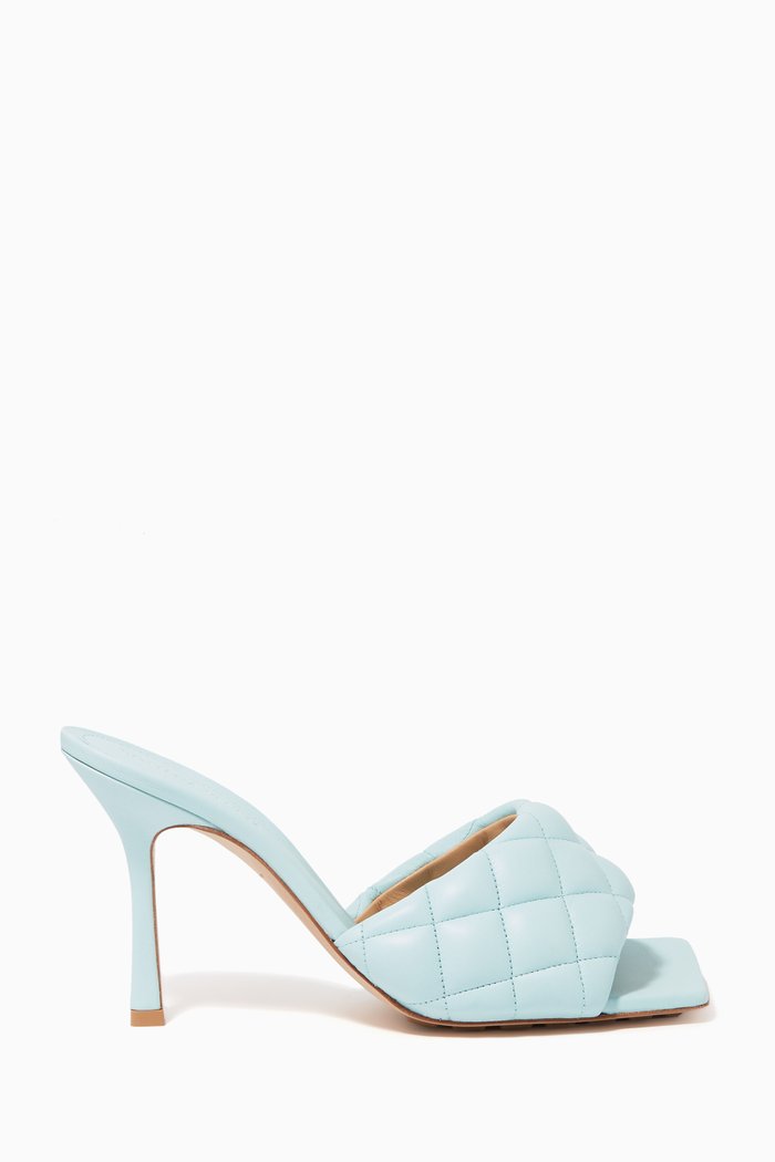 

Padded Leather Mule Sandals, Blue