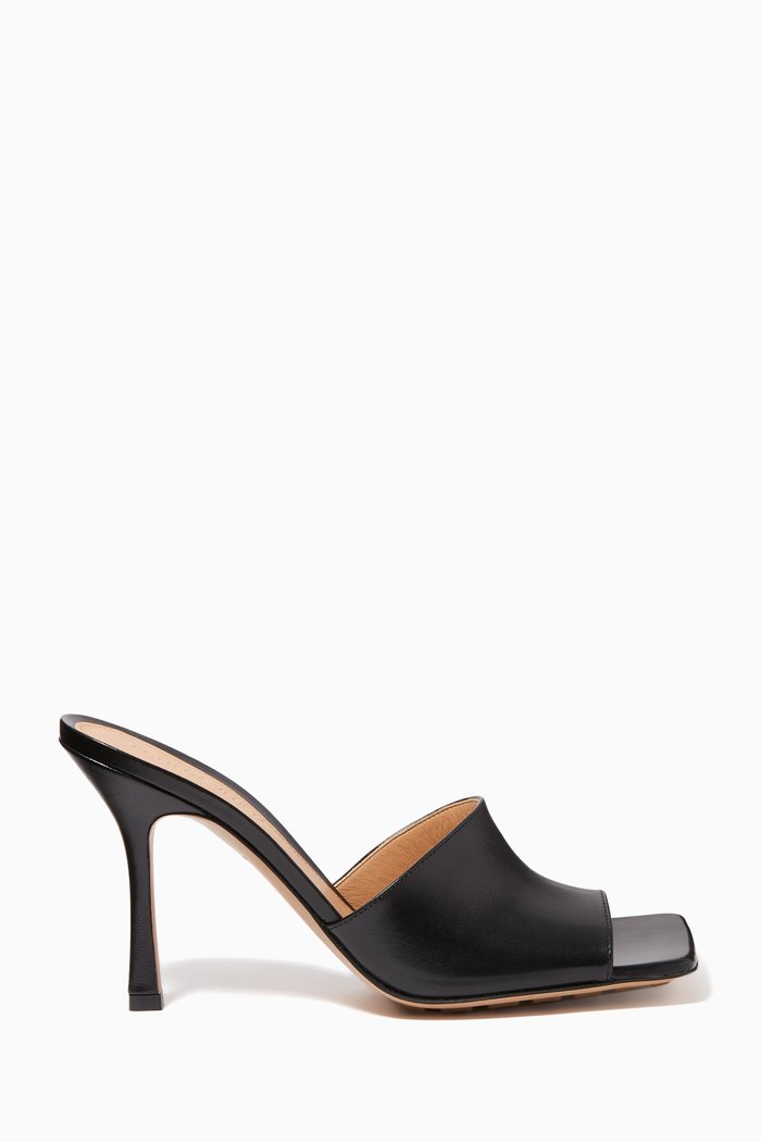 

Nappa Leather Stretch Mule Sandals, Black