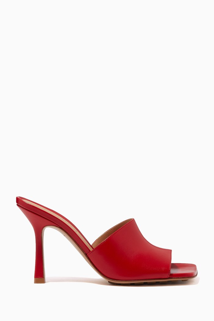 

Nappa Leather Stretch Mule Sandals, Red