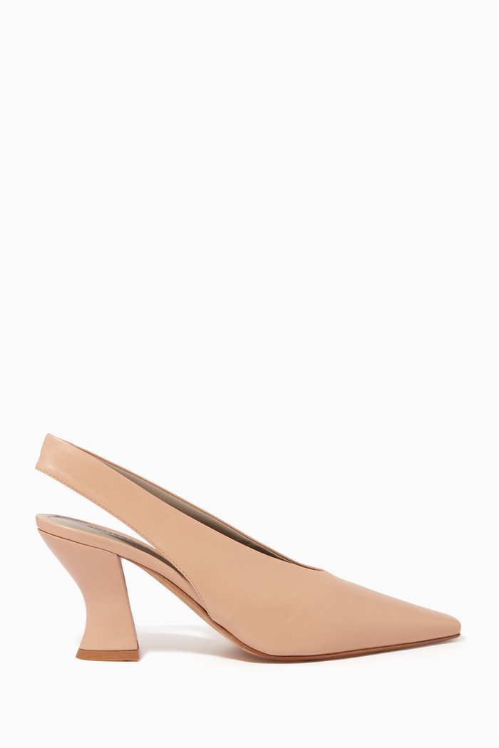 

Almond Nappa Leather Slingback Pumps, Pink
