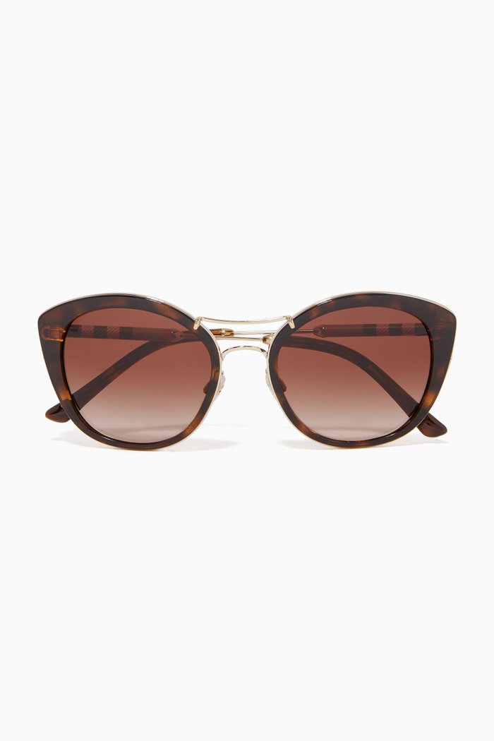 

Vintage Check Cat-Eye Sunglasses, Burgundy
