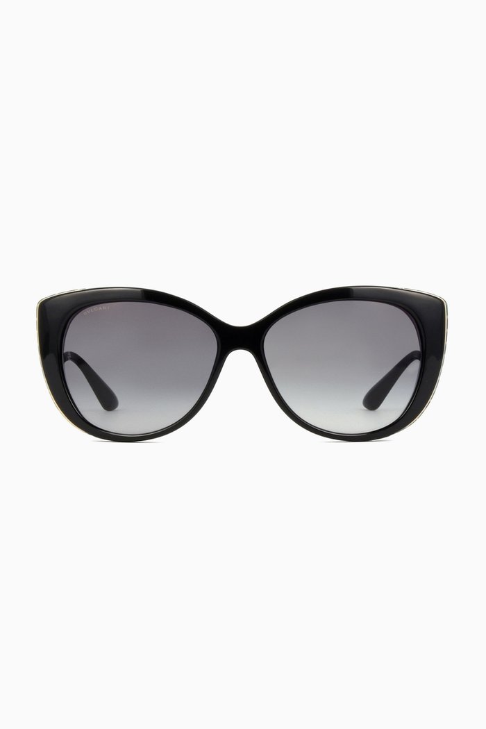 

Honeycomb Cat-Eye Sunglasses, Black