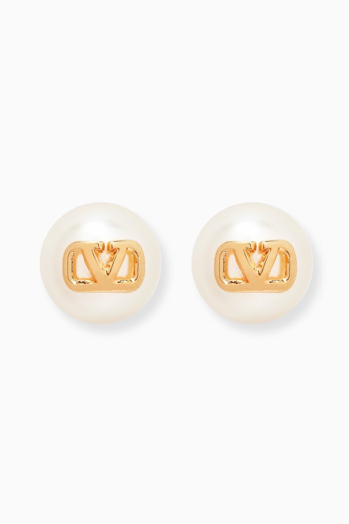 

Valentino Garavani VLOGO Pearl Earrings, Gold