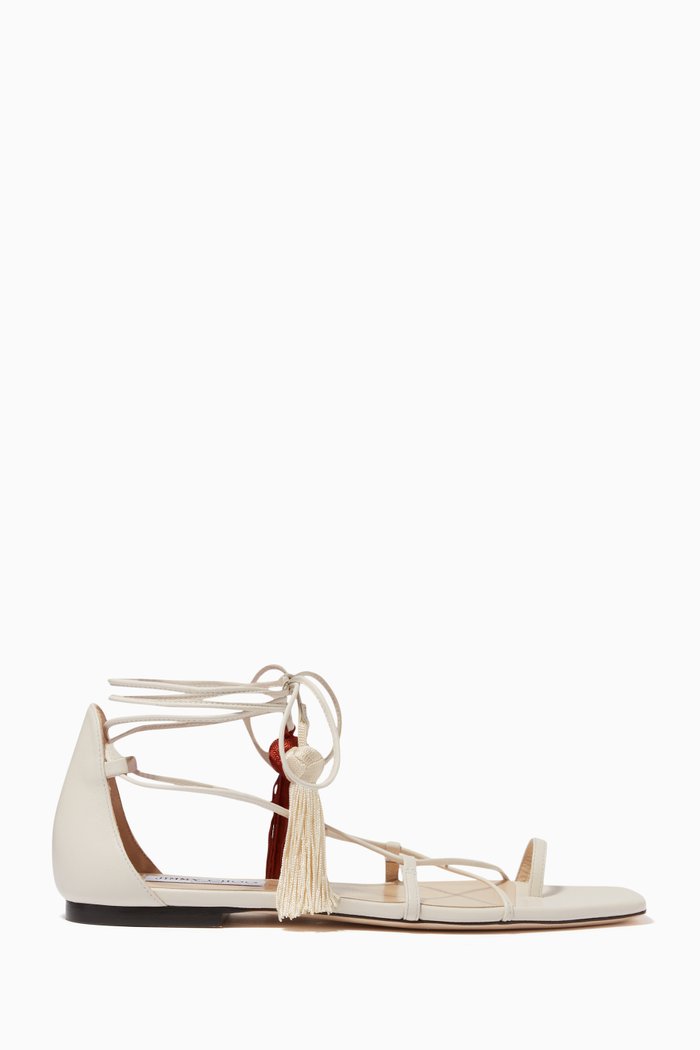 

Dusti Flat Sandals in Nappa Leather, White