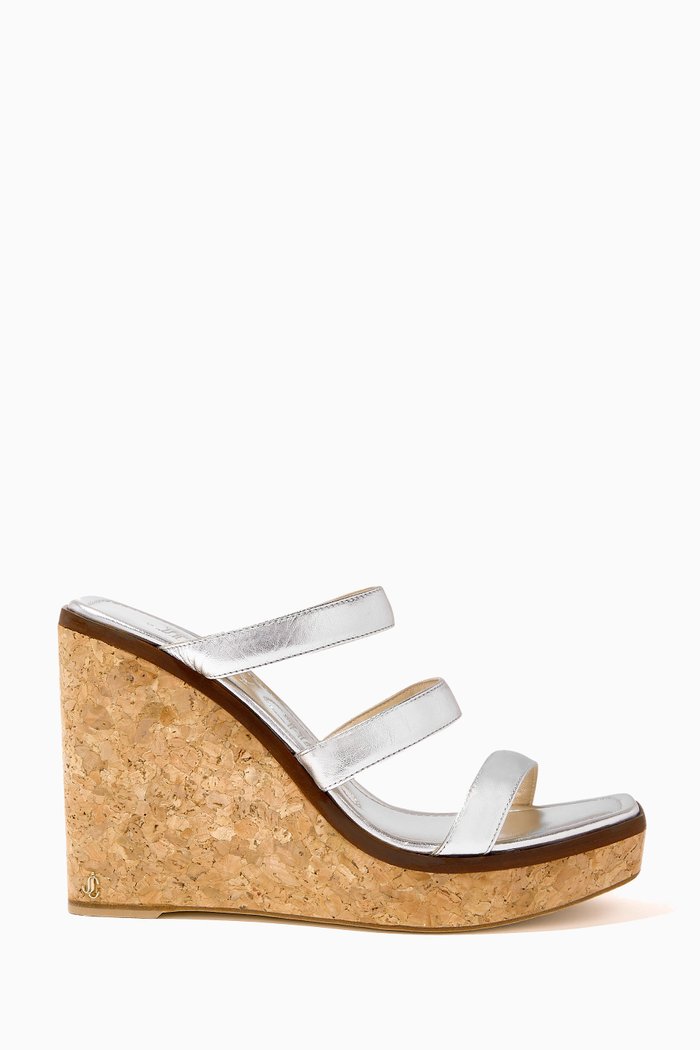 

Athenia 110 Wedge Sandals in Metallic Nappa, Silver