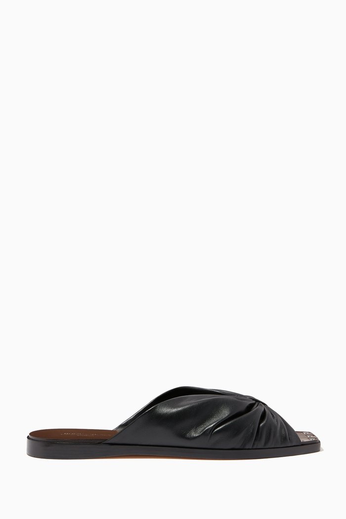 

Jupiter Flat Sandals in Nappa Leather, Black