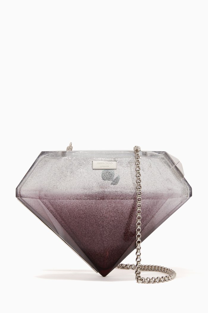 

Gem Minaudiere Clutch Bag in Glitter Acrylic, Silver