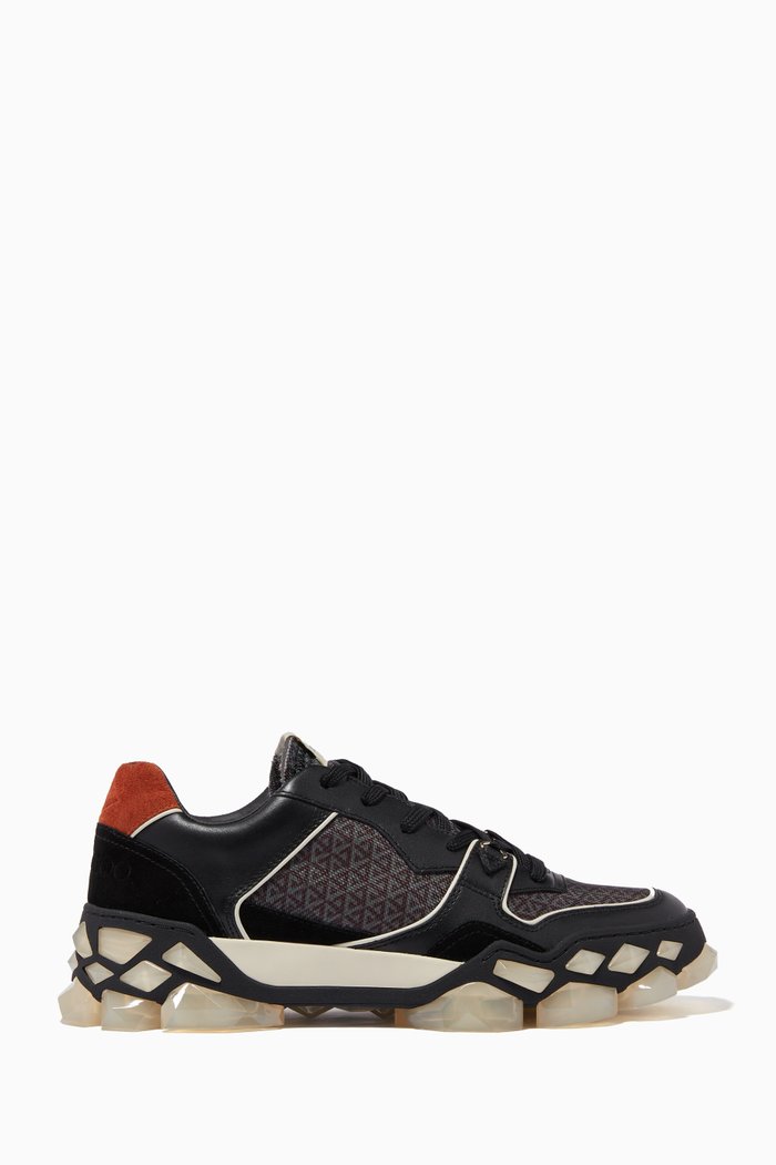 

Diamond X Trainer/F Sneakers in Cotton Calf Leather, Black