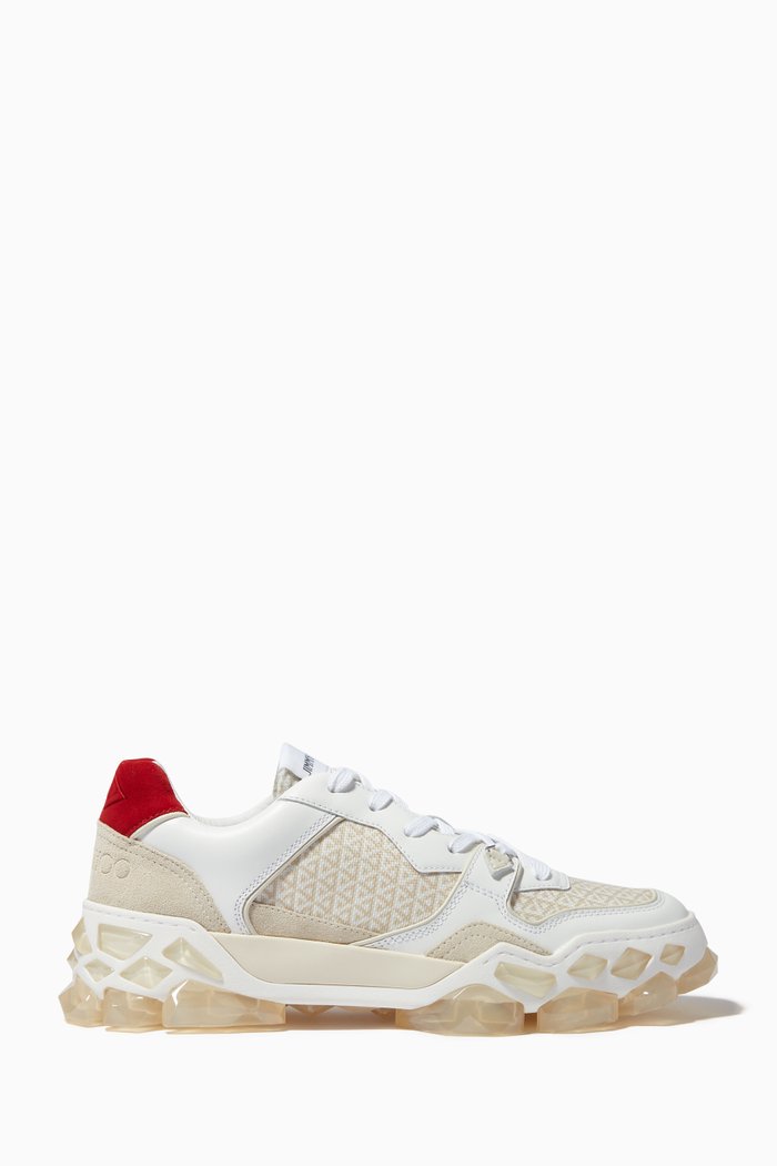 Diamond X Trainer/F Sneakers in Cotton Calf Leather, White