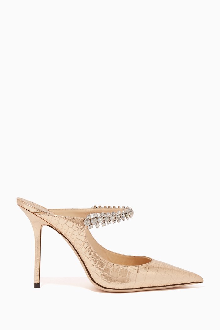 

Bing 100 Metallic Croc-Embossed Leather Mules, Gold