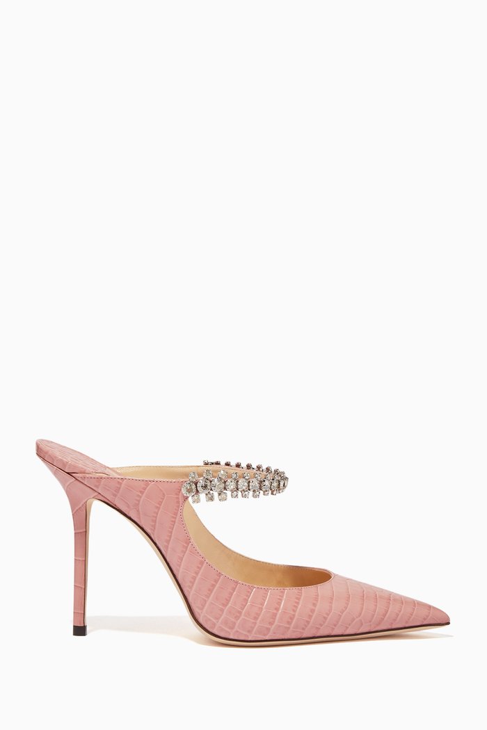 

Bing 100 Croc-Embossed Leather Mules, Neutral