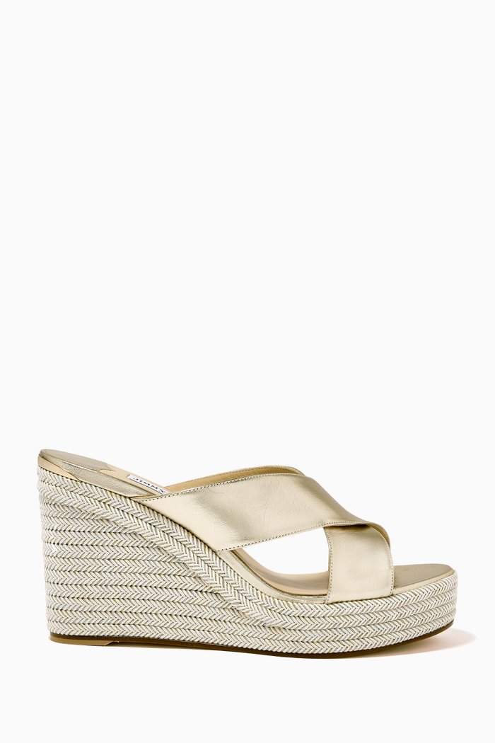 

Dovina 100 Wedge Sandals in Metallic Nappa, Neutral