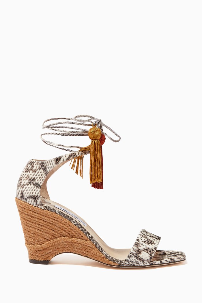 

Deva 85 Wedge Sandals in Elaphe, Brown