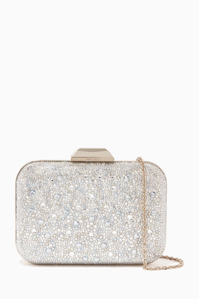 

Cloud/XL Clutch in Crystal-Embellished Suede, Silver