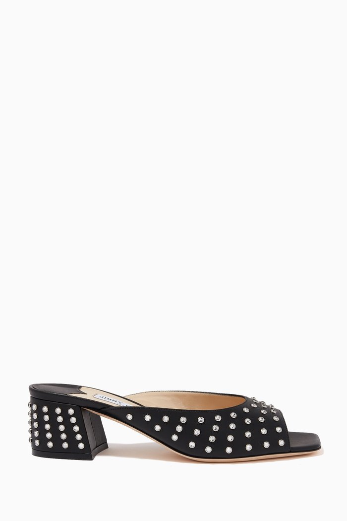 

Jynx 45 Mules in Rhinestone Embellished Nappa Leather, Black