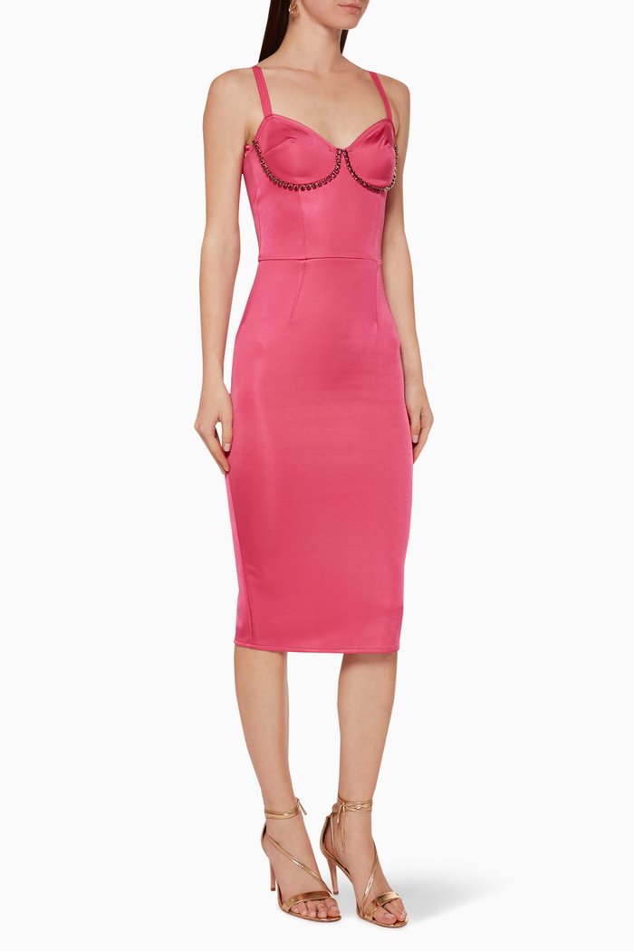 

Rhinestone Embellished Midi Dress, Pink