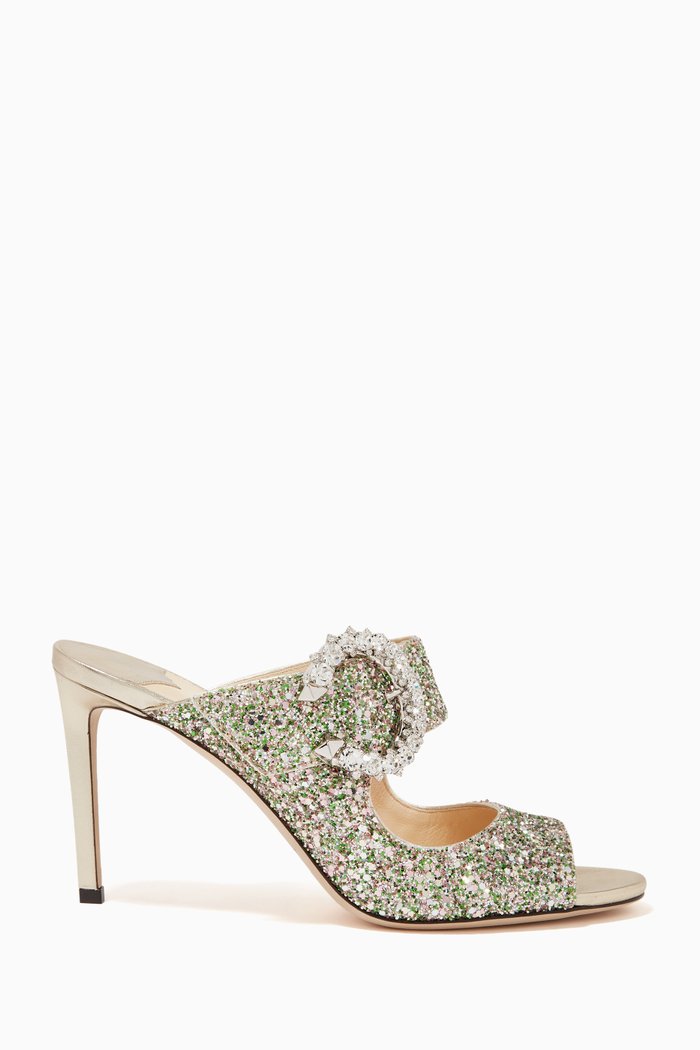 

Saf 85 Sandals in Coarse Glitter Fabric, Green
