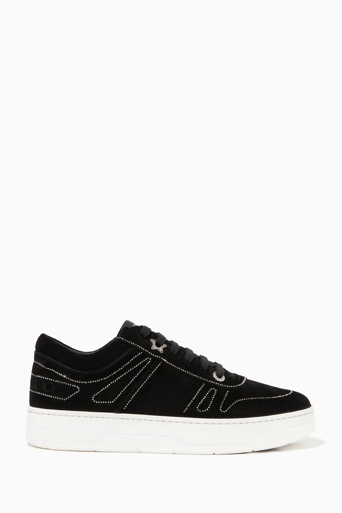 

Hawaii/F Crystal Outlining Sneakers in Crosta Suede, Black
