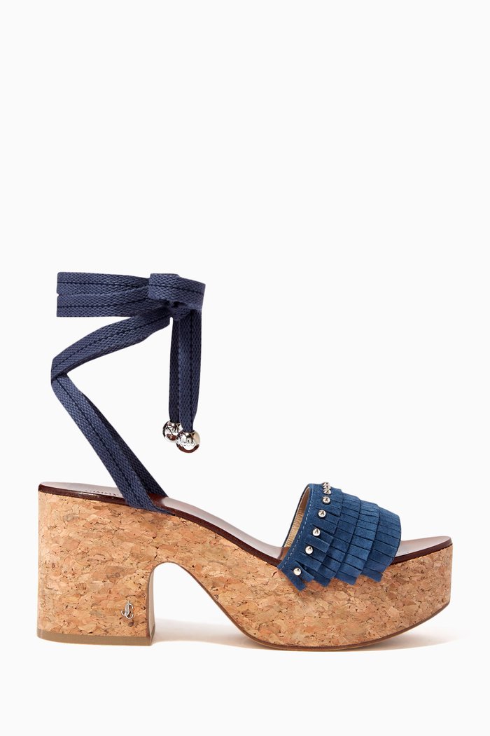 

Athi 80 Platform Sandals in Suede, Blue