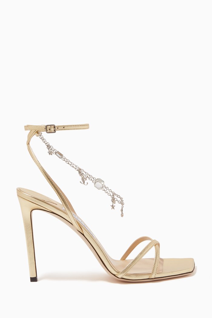 

Metz 100 JC Chain Sandals in Metallic Leather, Black