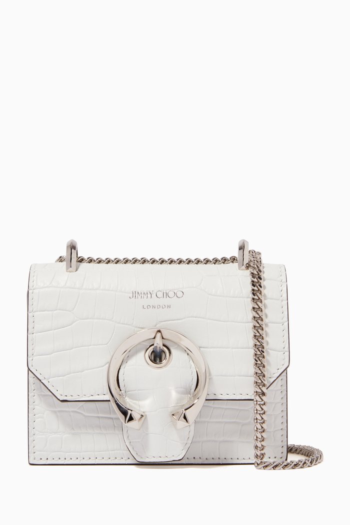 

Mini Paris Bag in Croc-Embossed Leather, Neutral