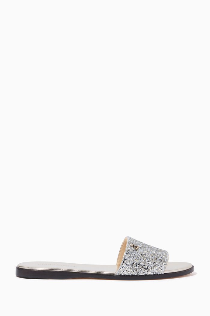 Minea Coarse Glitter Flats, Silver