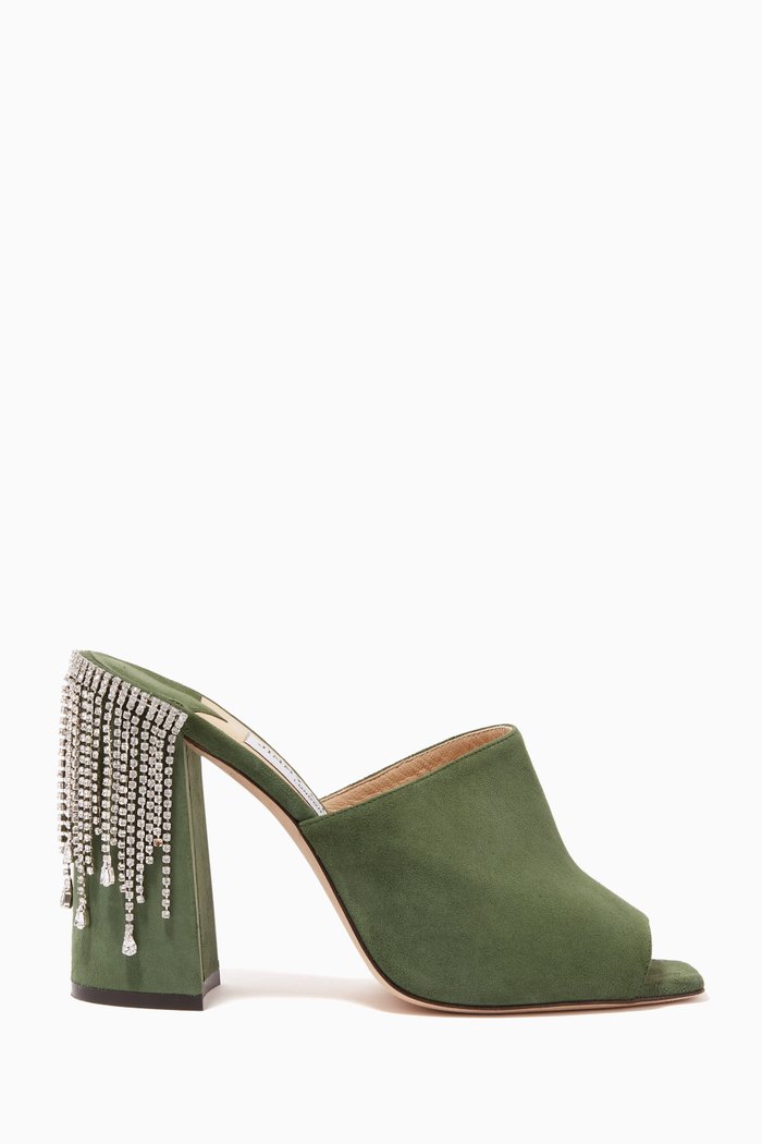 Baia 100 Mules in Suede, Green