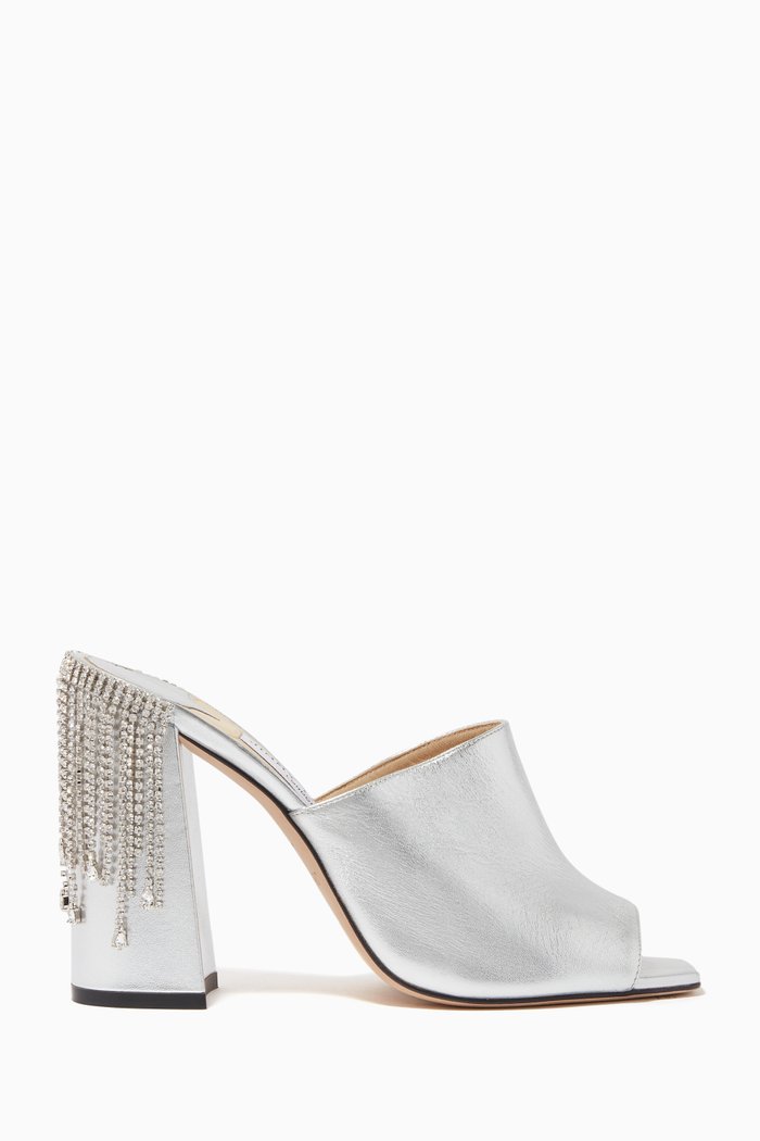 

Baia 100 Mules in Metallic Nappa Leather, Silver
