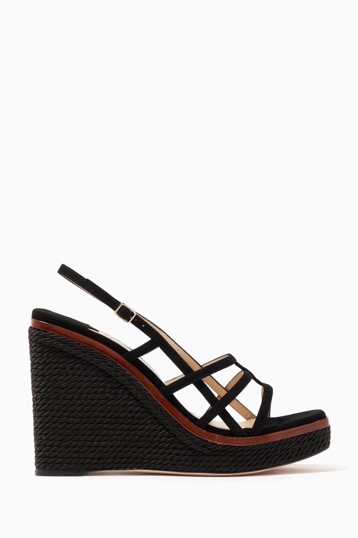 Ariela 110 Wedge Sandals in Suede, Black