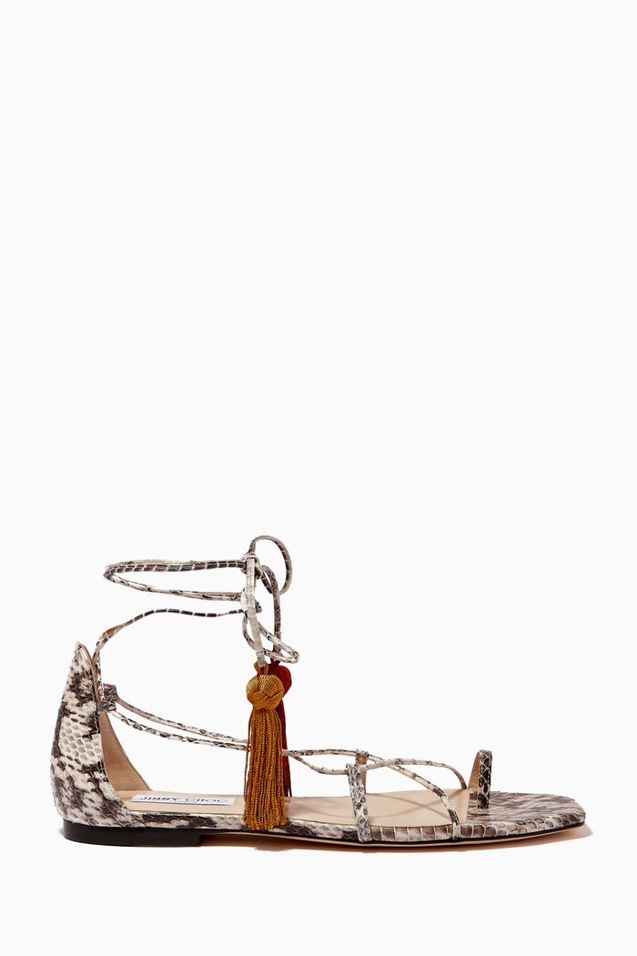

Dusti Flat Sandals in Elaphe, Brown