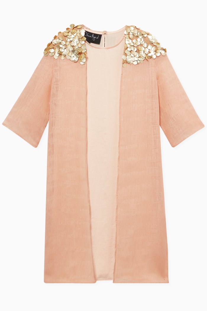 

Embellished Kaftan & Inner Dress Set, Pink