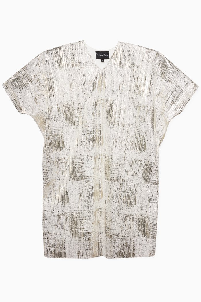 

Pleated Metallic Kaftan, Gold