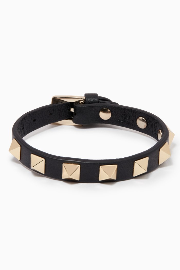 

Valentino Garavani Rockstud Bracelet in Leather, Black