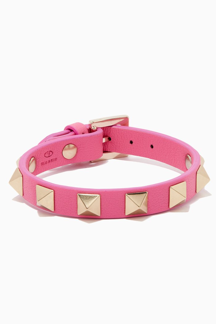 

Valentino Garavani Rockstud Bracelet in Leather, Pink