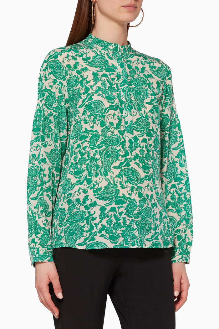 

Boccale Printed Silk Shirt, Green